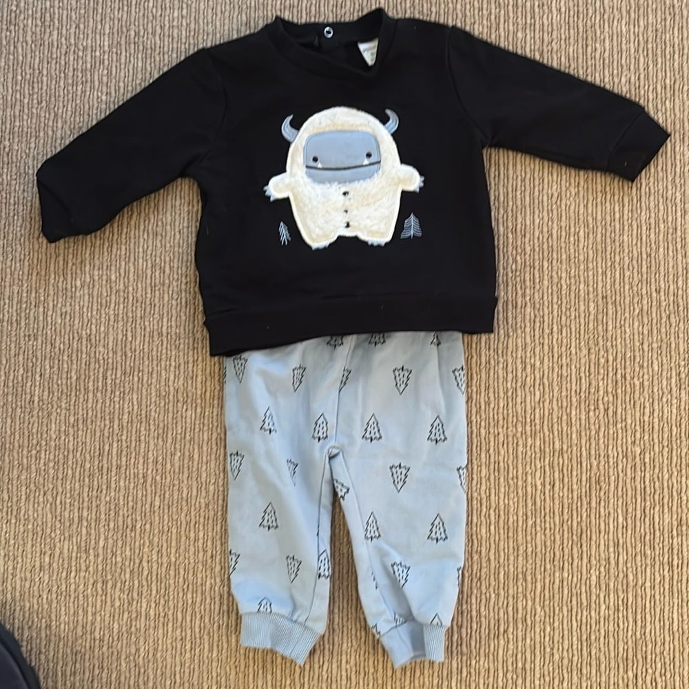 Adorable sweatshirt and pants from PL Baby, perfect condition